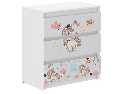 Detská komoda R-3 JEDNOROŽEC RAINBOW