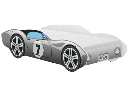 Detská posteľ Autko CORVETTA 140x70 ŠEDÁ bez plameňov
