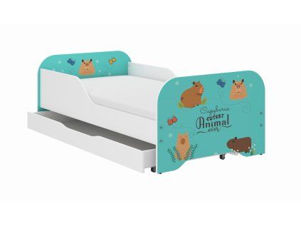 Detská posteľ MIKI 140x70 + matrac KAPIBARA ANIMALS