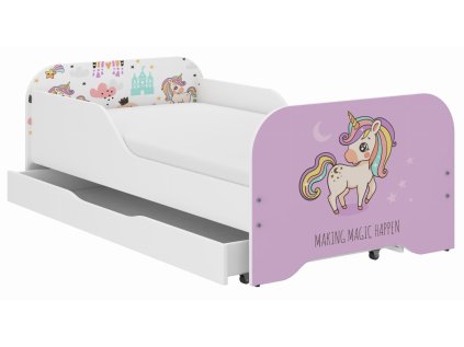 Detská posteľ MIKI 140x70 Ružový jednorožec