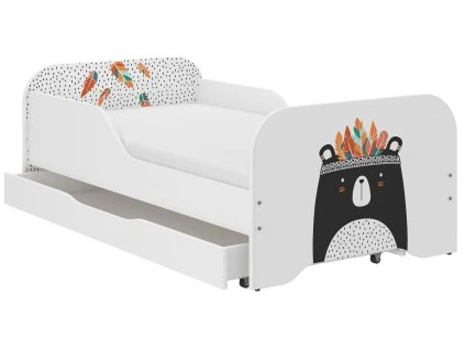 Detská posteľ MIKI 140x70 MEDVEDÍK ČIERNO-BIELY