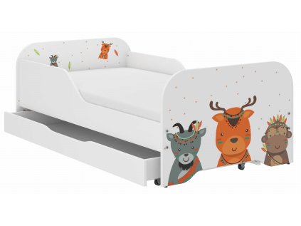 Detská posteľ MIKI 160x80 INDIAN ANIMALS