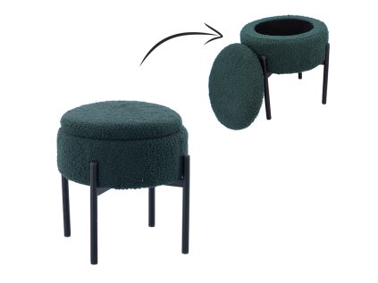 Taburetka s úložným priestorom Nora - zelená