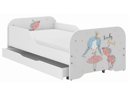 Detská posteľ MIKI 160x80 PRINCEZNÁ S JEDNOROŽCOM