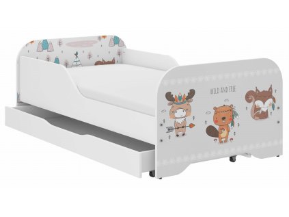 Detská posteľ MIKI 160x80 LESNÉ ZVIERATKÁ