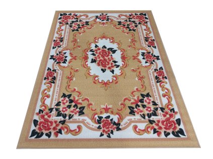 Horčicový koberec s kvetinovým vzorom Dynasty 01