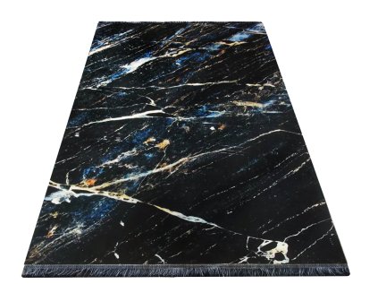 Čierno-zlatý koberec s mramorovým vzorom Black 02