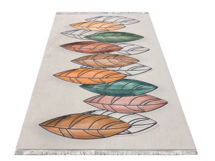 Béžový koberec so vzorom listov Horeca-New 102