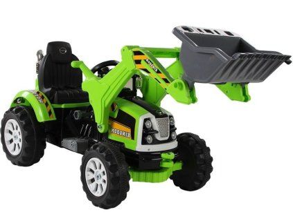 Batériový traktor s lyžicovým rýpadlom zelený