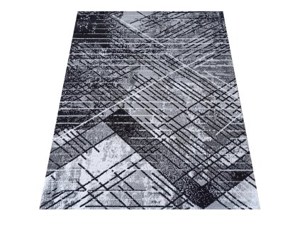 Čierno-sivý koberec s geometrickým vzorom Soho 14