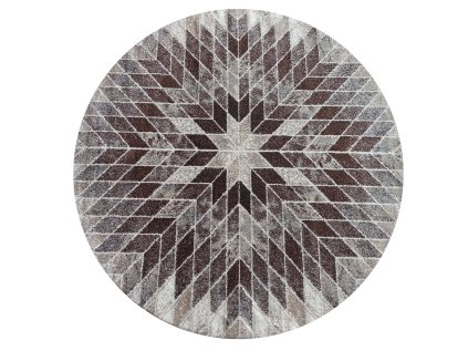 Béžový okrúhly koberec s geometrickým vzorom Panamero 10