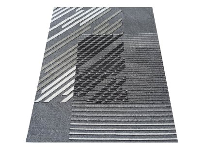 Sivý koberec s geometrickým vzorom Lara 02