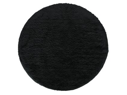 Čierny okrúhly shaggy koberec Camel