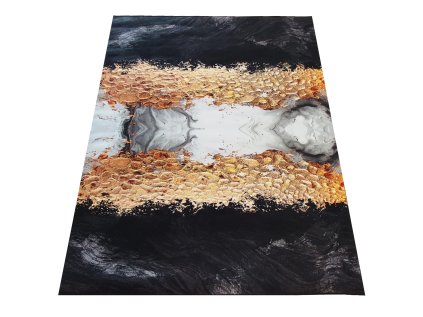 Čierno-zlatý koberec s mramorovým vzorom Black N 13