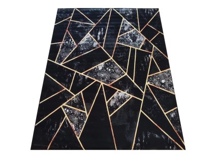 Čierno-zlatý koberec s geometrickým vzorom Black N 16