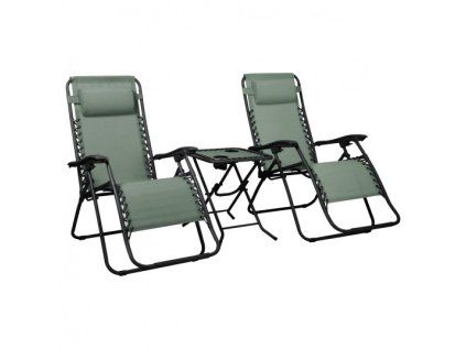 Sada 2x ležadlo DELUX zelené + stolík