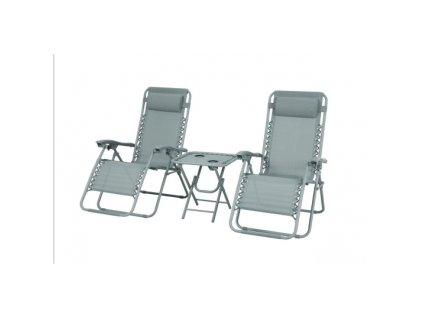 Sada 2x ležadlo DELUX zelené + stolík (v2)