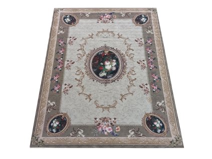 Béžový koberec s kvetinovým vzorom Horeca-New 100