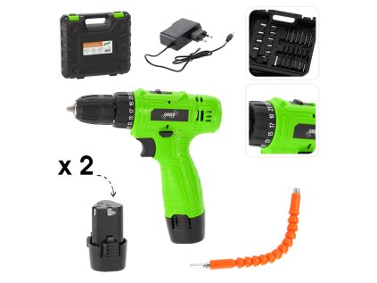 Akumulátorová vŕtačka a skrutkovač s príslušenstvom