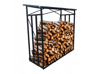 Kovový stojan na drevo so strechou II