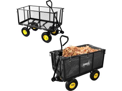 XL DVOJFUNKČNÝ ZÁHRADNÝ VOZÍK – ČIERNY S PLACHTOU