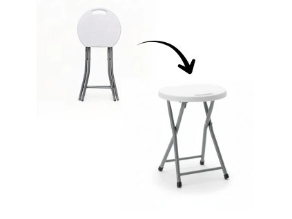 Okrúhla skladacia stolička - biela