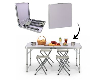 Kempingový skladací set- stôl + 4 stoličky