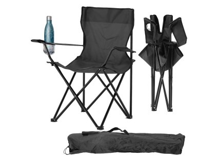 Skladacia kempingová stolička - čierna
