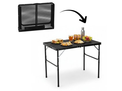 SKLADACÍ TURISTICKÝ STÔL, ČIERNY, 90 x 60 x 40/70 CM *8425