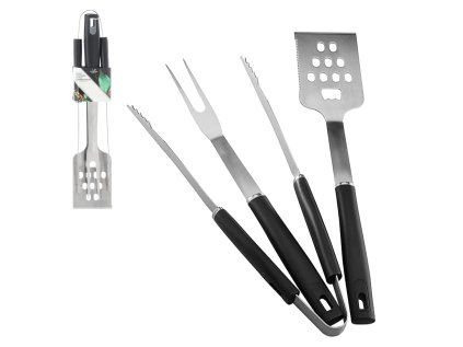 SADA 3 GRILOVACÍCH PRÍSLUŠENSTIEV S DREVENOU RÚČKOU ŠPATULA/KLEŠTE/VIDLIČKA *0933