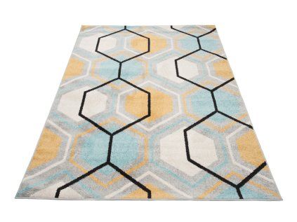 Koberec C569B ŠEDÁ/TURQUOIS AZURE
