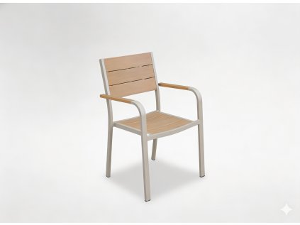 Hliníkové záhradné kreslo, béžové, 55 x 55 x 86 cm