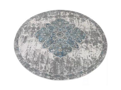 Koberec D889B Bielo modrý Okrúhly
