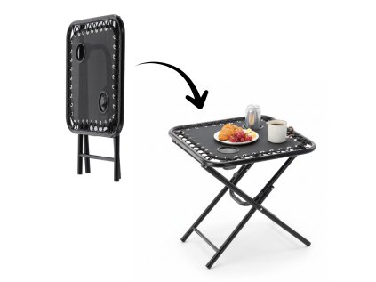 SKLADACÍ TURISTICKÝ STÔL 50 x 50 x 50 CM S DRŽIAKMI NA NÁPOJE, ČIERNY *2739