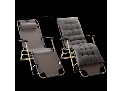 SKLADACIA ZÁHRADNÁ STOLIČKA S POLŠTÁROM, ŠEDÁ *6889