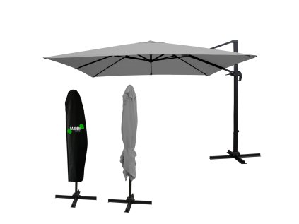 ZÁHRADNÝ SLNEČNÍK „MINI ROMA“ 2,5 x 2,5 M ŠEDÝ S OBALOM