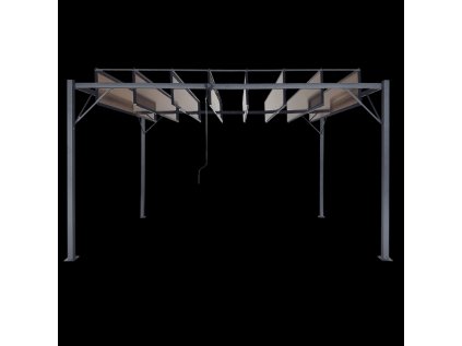 ZÁHRADNÁ PERGOLA S POHYBLIVÝMI POLYKARBONÁTOVÝMI LAMELAMI 3 x 4 M HNEDÁ *4023