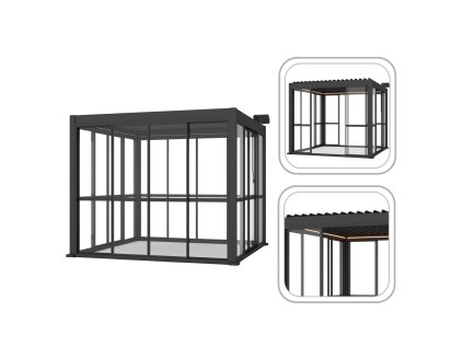 POLYKARBONÁTOVÉ POSUVNÉ DVERE PRE HLINÍKOVÚ PERGOLU, ŠEDÉ, 3 M *0609