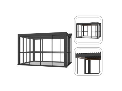 POLYKARBONÁTOVÉ POSUVNÉ DVERE PRE HLINÍKOVÚ PERGOLU, ŠEDÉ, 4 M *0616