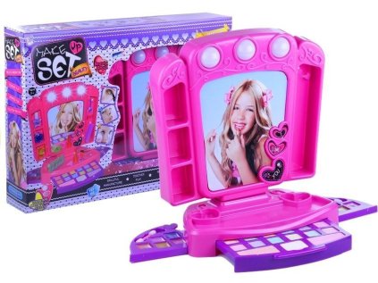 Toaletná súprava Kozmetika Zrkadlo Svetlá Ružová