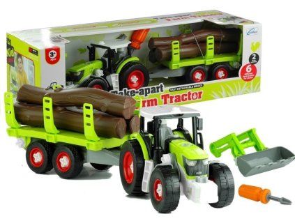 Rozoberateľný traktor s prívesom a drevom 43 cm