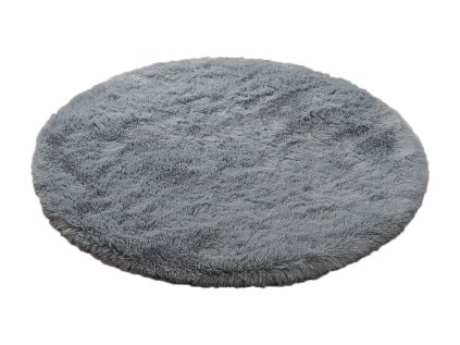 Sivý okrúhly shaggy koberec Lana