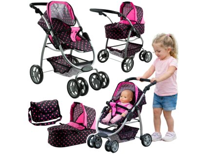 Kočík pre bábiky Alice Deep, kočík, prenosná postieľka 2v1