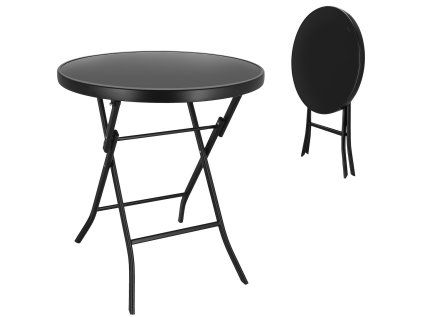 Skladací stolík s priemerom 60 cm, čierny
