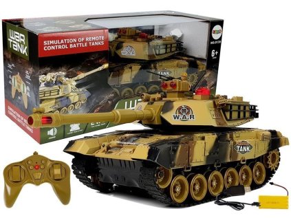 Veľký diaľkovo ovládaný tank R/C 2,4 Ghz Svetlá Zvuky Streľba Žltá