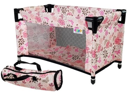 Posteľ pre bábiky Alice Ružová s kvetmi