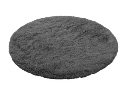 Tmavosivý okrúhly shaggy koberec Lana
