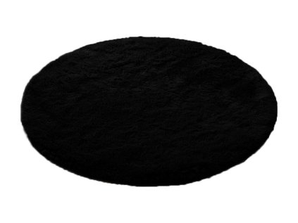 Čierny okrúhly shaggy koberec Lana