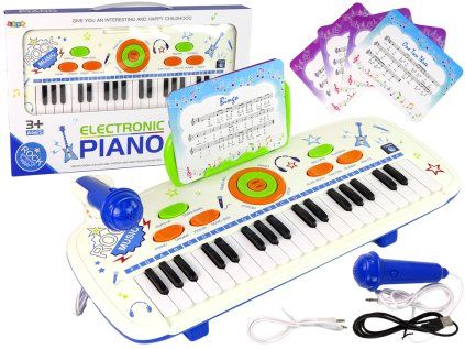 Detský elektronický klavír klávesy modrý USB MP3
