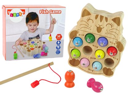 Drevená hra na zručnosť Rybolov 2 prúty Kitten